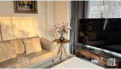 CASTED ALUMINIUM LOTUS LEAFS TABLE & WHITE LUXURY SOFA CHAIR