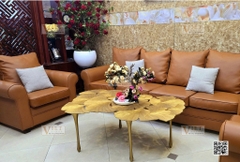 CASTED ALUMINIUM GINKGO LEAFS TABLE & LUXURY SOFA CHAIR