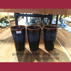 Cốc ko quai dáng cao men xanh đá