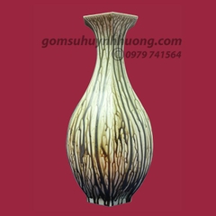 Lọ củ tỏi lục giác men chảy xanh cổ