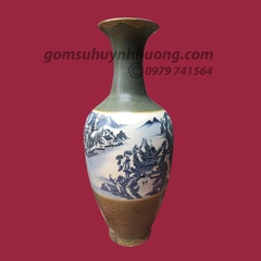 Bảo bình men xanh cổ vẽ sơn thuỷ