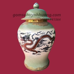Choé men xanh cổ vẽ nhị long