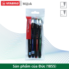 Bộ 4 bút bi ký STABILO bl@ck BLKM 1.0mm (xanh+đỏ+đen+xanh lá)