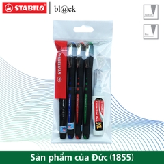 Bộ 4 bút bi ký STABILO bl@ck BLKM 1.0mm (xanh+đỏ+đen+xanh lá)