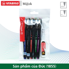 Bộ 5 bút ký STABILO bl@ck BLKM 1.0mm (xanh+đỏ+đen+xanh lá+tím)