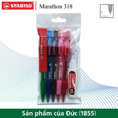Bộ 5 cây bút bi bấm STABILO Marathon 318F màu xanh+đỏ+đen+hồng+xanh lá