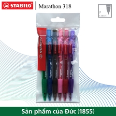 Bộ 6 cây bút bi bấm STABILO Marathon 318F xanh+đỏ+đen+tím+hồng+xanh lá
