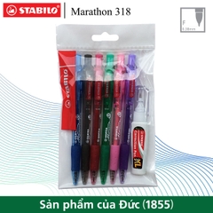 Bộ 6 cây bút bi bấm STABILO Marathon 318F xanh+đỏ+đen+tím+hồng+xanh lá