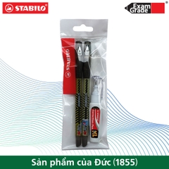 Bộ 2 bút bi STABILO Exam Grade 587 nét 0.5/0.7mm + Bút xóa Correction Pen CPS88