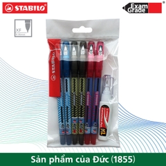 Bộ 6 cây bút bi STABILO ExamGrade 587NXF 0.5mm (2xanh+2đỏ+2đen) + bút xoá