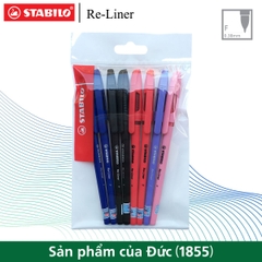 Bộ 8 bút bi STABILO Re-Liner 868F nét 0.7mm (xanh, đen, đỏ)x2 + (hồng, tím)x1