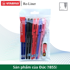 Bộ 8 bút bi STABILO Re-Liner 868F nét 0.7mm (xanh, đen, đỏ)x2 + (hồng, tím)x1