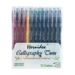 Bút thư pháp Hernidex Calligraphy Twin 2 đầu 0.2/3mm 12 màu/vỉ (HDCT12)