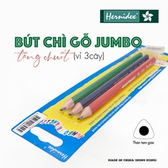 Vỉ 3 bút chì gỗ Hernidex Jumbo pencil + Chuốt chì (HDPCJ1050-3S)