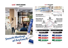 Bộ 4 bút viết bảng đầu tròn UNI PWB50M/K