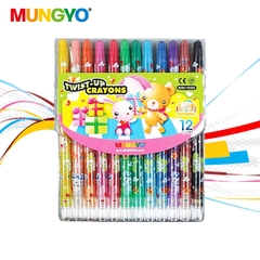 Bút sáp dầu xoay MUNGYO TWIST-UP CRAYONS 12 màu/vỉ (MTC12)