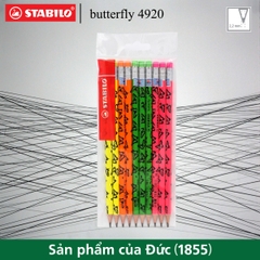 Bộ 10 bút chì gỗ STABILO butterfly 4920 2B (đầu tẩy màu)
