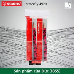 Bộ 2 hộp bút chì gỗ STABILO butterfly 4920 2B (đầu tẩy màu)