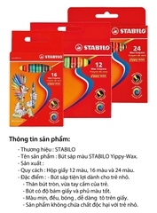 Bộ 2 hộp sáp màu STABILO Wax Crayons 12 cây + 24 cây (WX28-C2)