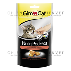 Gimcat Nutri Pockets with Salmon&Omega 3&6 60gr - bánh thưởng cho mèo