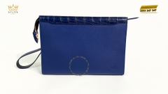 TÚI CLUTCH DA EPSOM PHỐI DA CÁ ALLIGATOR BLUE