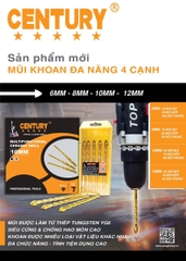 Mũi Khoan Đa Năng Vàng 4 Cạnh Chân Lục Giác - CENTURY