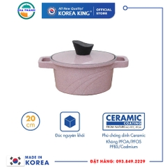 Nồi nấu Levante 20cm đáy từ Korea King KP-20LI (Nồi, nắp bằng nhôm đúc, phủ men chống dính Ceramic, Ø20cm)