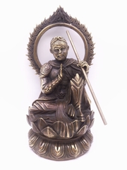 Tượng Tôn Ngộ Không Ngồi Vòng Lửa_Chất liệu Đồng_Cao 28cm