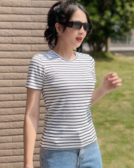 Áo nữ - Sọc 1/3 Đen Trắng - Cổ Tròn - 19B