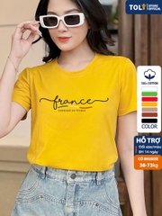 Áo thun nữ Cotton in màu Vàng V16 France