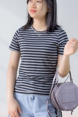 Áo Thun - Sọc Xám Đen - Cổ Tròn - 18B