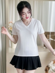 Áo thun nữ cổ Tim - Màu Trắng Sữa - BSA10