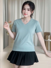 Áo thun nữ cổ Tim - Xanh Mint - BSA27