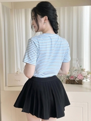Áo thun nữ cổ tim - Sọc Xanh Trắng - BSA31