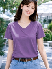 Áo thun nữ cổ tim TOLI BSA48 – Cotton mềm, form suông gọn dáng, dễ phối mặc mỗi ngày