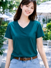 Áo thun nữ cổ tim TOLI BSA40 – Cotton mềm, form suông gọn dáng, dễ phối mặc mỗi ngày