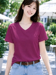 Áo thun nữ cổ tim TOLI BSA40 – Cotton mềm, form suông gọn dáng, dễ phối mặc mỗi ngày