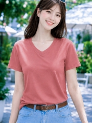 Áo thun nữ cổ tim TOLI BSA40 – Cotton mềm, form suông gọn dáng, dễ phối mặc mỗi ngày
