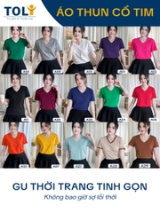 Áo thun nữ cổ Tim -Nâu Phối - BSA29