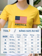 Áo thun nữ tay ngắn-Cổ Tròn-Vàng Nghệ-In America-PSB07-01