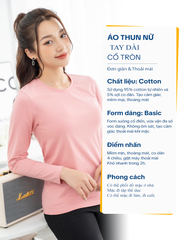 Áo thun nữ tay dài cổ tròn Hồng Ruốc LH26