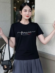 Áo thun nữ Cotton in màu Đen D10 - France