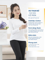 Áo thun nữ tay dài cổ tròn màu Trắng LH10