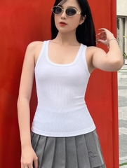 Áo thun ba lỗ nữ-Cổ Tròn-Trắng-BLR10