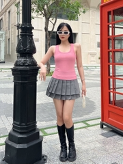 Áo thun sát nách nữ-Cổ Tròn-Hồng Ruốc-SNB26