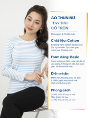 Áo thun nữ tay dài cổ tròn Sọc Xanh Trắng LH31