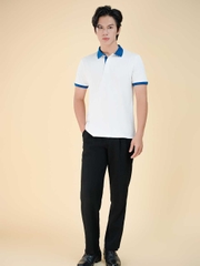 Áo thun PoLo Nam - Cổ PoLo - Trắng Bo Mực-PLP03