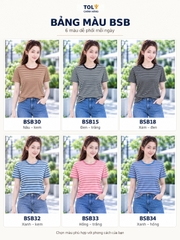 Áo thun nữ cổ tròn sọc ngang TOLI BSB30 – Cotton mềm, form suông gọn dáng, dễ phối mặc mỗi ngày