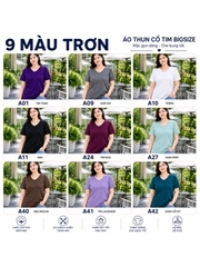 Áo thun nữ BIGSIZE cổ tim TOLI BSA47, Cotton 4 chiều co giãn, Form suông dễ mặc từ 59–85kg