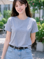 Áo thun nữ cổ tròn TOLI BSB24 – Cotton mềm, form suông gọn dáng, dễ phối mặc mỗi ngày